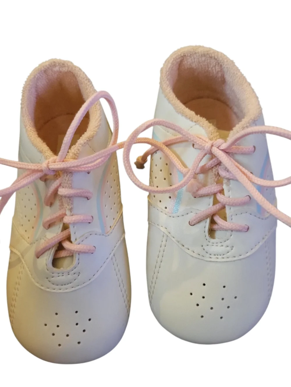 Pretzels Baby Sneakers White With Delicate Rainbows Infant Sz 3